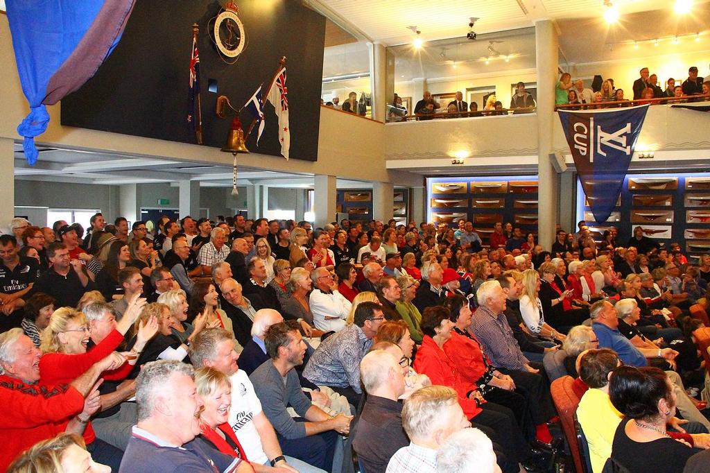 America’s Cup Day 10 Royal New Zealand yacht Squadron fans watch the first Race 13 © Richard Gladwell www.photosport.co.nz